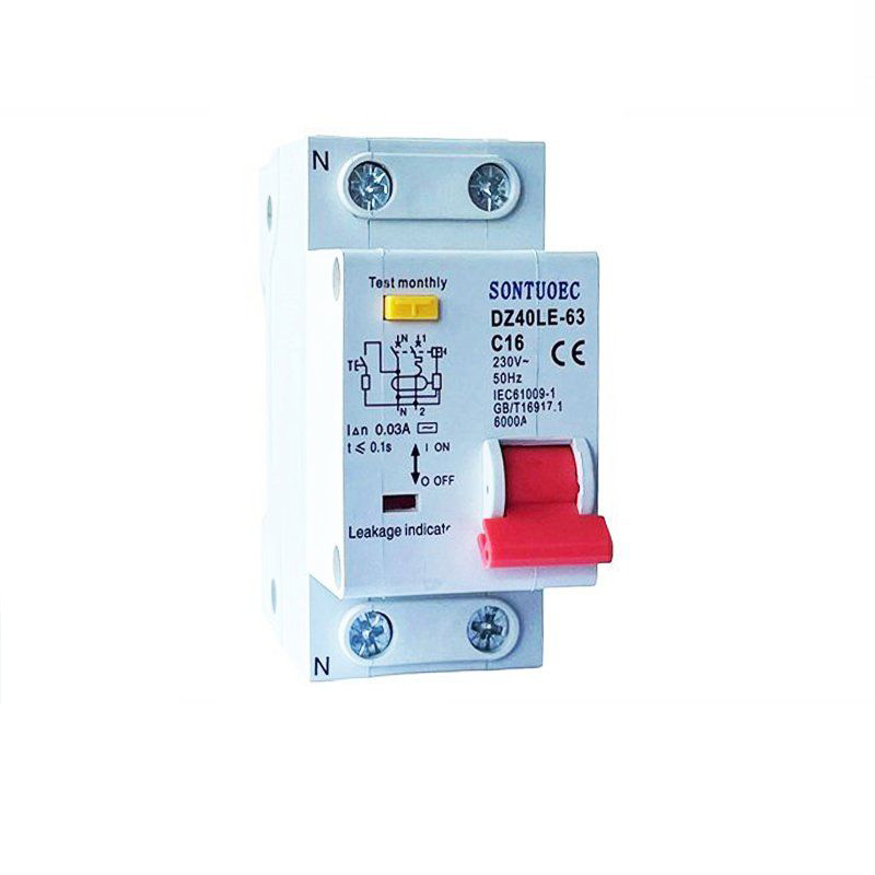Pemutus litar sisa 2p 1p+n dengan perlindungan overcurrent